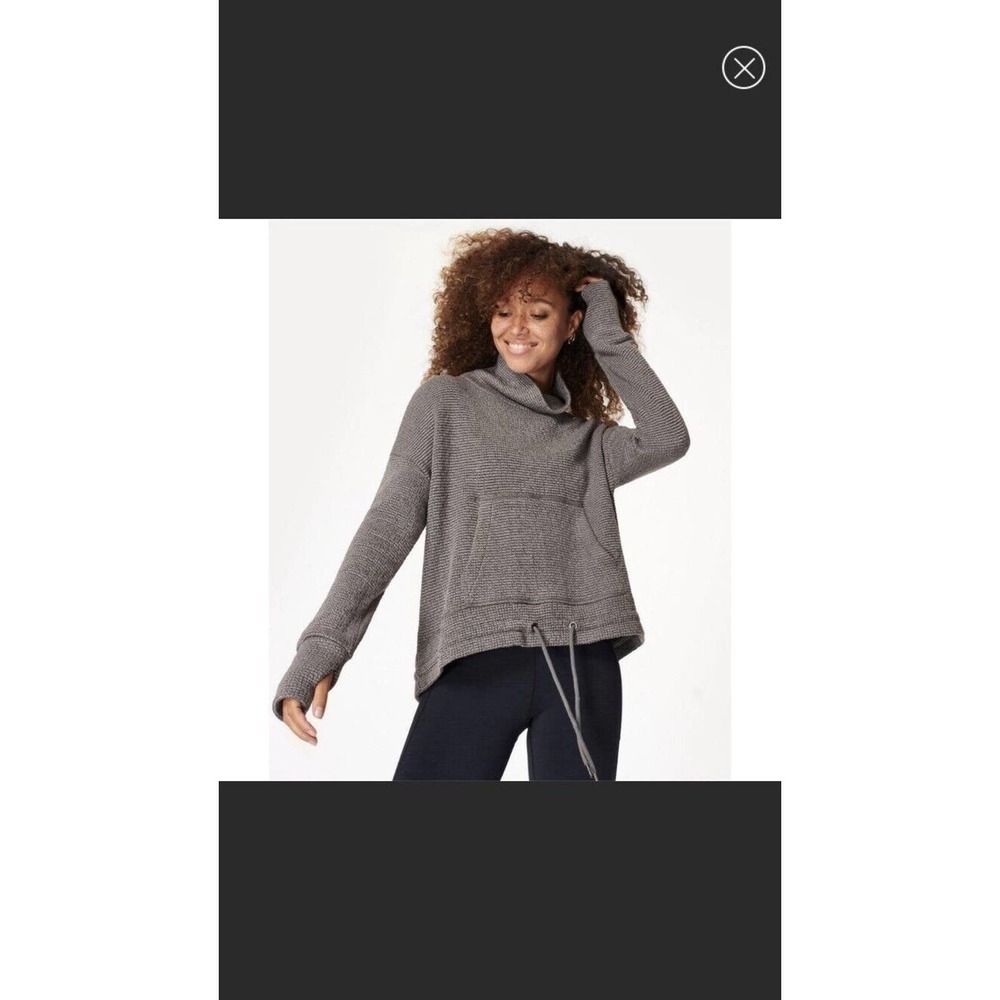 Sweaty Betty XS Restful Boucle Pullover Cropped Long Sleeve Mock Neck Oversized